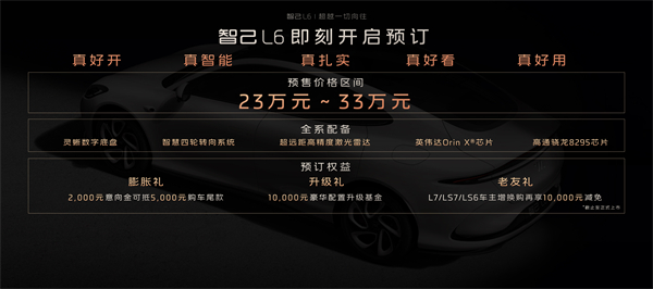 “超级智能轿车”智己L6正式发布，预售价格23万元~33万元 尖端科技首搭之王